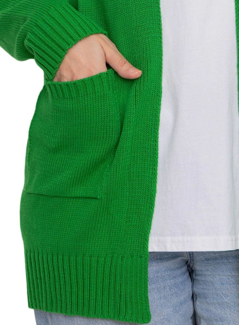 Green Basic Pocket Cardigan - Khotwh